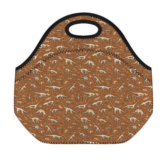 Dino Skeleton Fossil Pattern Print Neoprene Lunch Bag