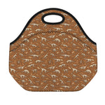 Dino Skeleton Fossil Pattern Print Neoprene Lunch Bag
