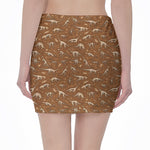 Dino Skeleton Fossil Pattern Print Pencil Mini Skirt