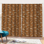 Dino Skeleton Fossil Pattern Print Pencil Pleat Curtains