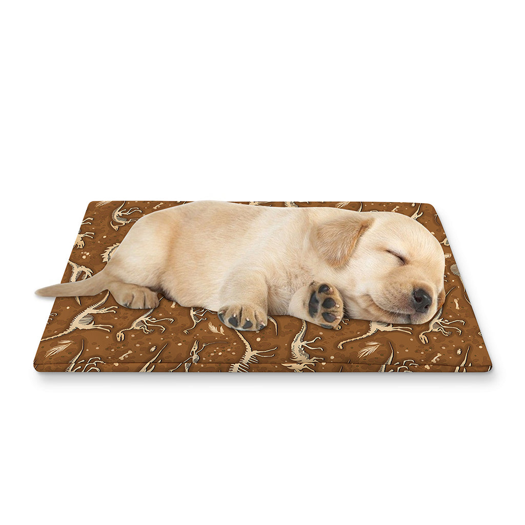 Dino Skeleton Fossil Pattern Print Pet Cooling Mat Cover