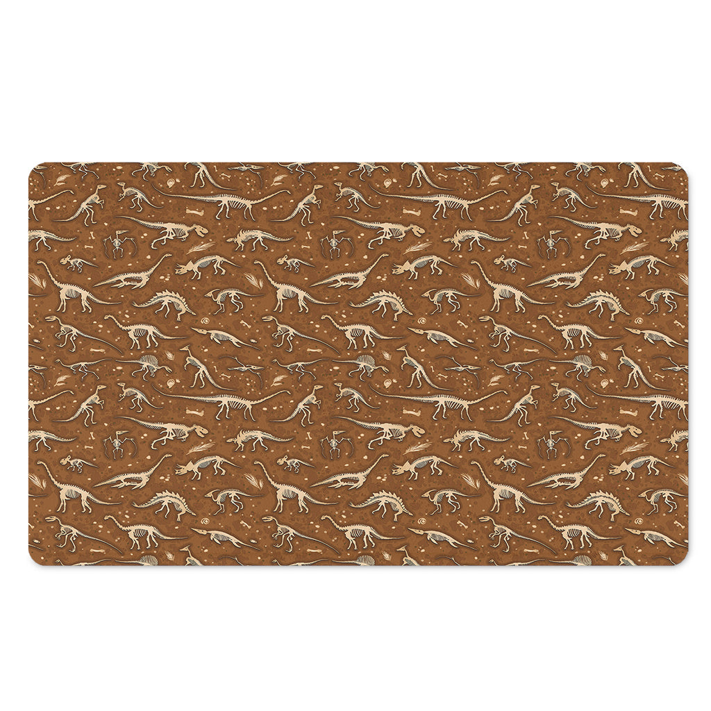 Dino Skeleton Fossil Pattern Print Polyester Doormat