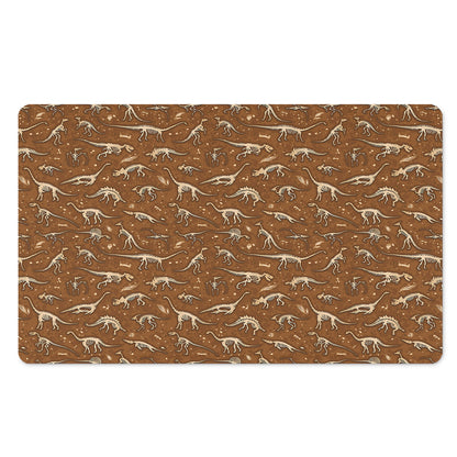 Dino Skeleton Fossil Pattern Print Polyester Doormat