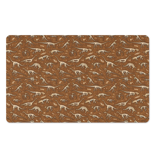 Dino Skeleton Fossil Pattern Print Polyester Doormat