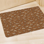 Dino Skeleton Fossil Pattern Print Polyester Doormat