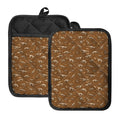 Dino Skeleton Fossil Pattern Print Pot Holders With Pocket