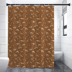 Dino Skeleton Fossil Pattern Print Premium Shower Curtain