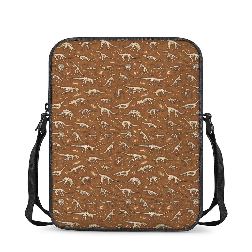 Dino Skeleton Fossil Pattern Print Rectangular Crossbody Bag