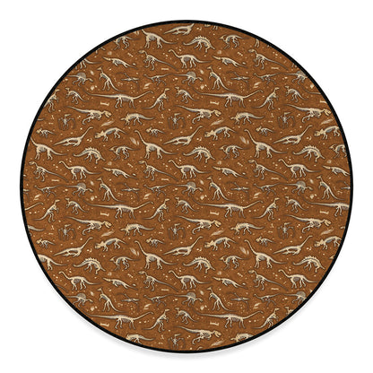 Dino Skeleton Fossil Pattern Print Round Floor Mat