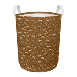 Dino Skeleton Fossil Pattern Print Round Laundry Basket