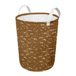 Dino Skeleton Fossil Pattern Print Round Laundry Basket