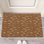 Dino Skeleton Fossil Pattern Print Rubber Doormat