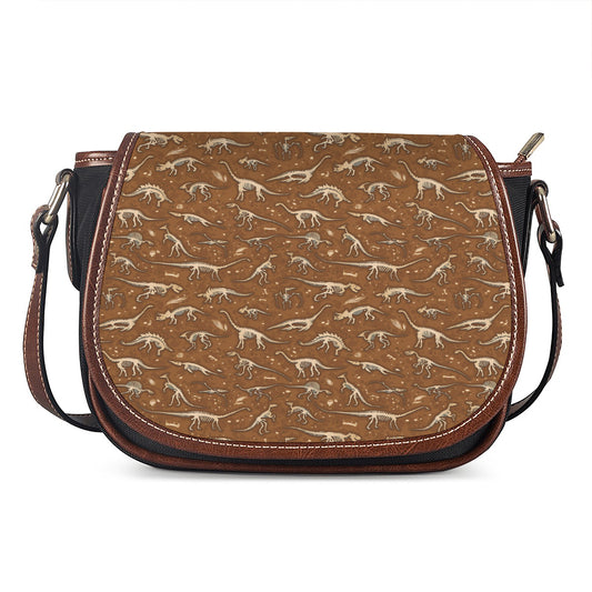 Dino Skeleton Fossil Pattern Print Saddle Bag