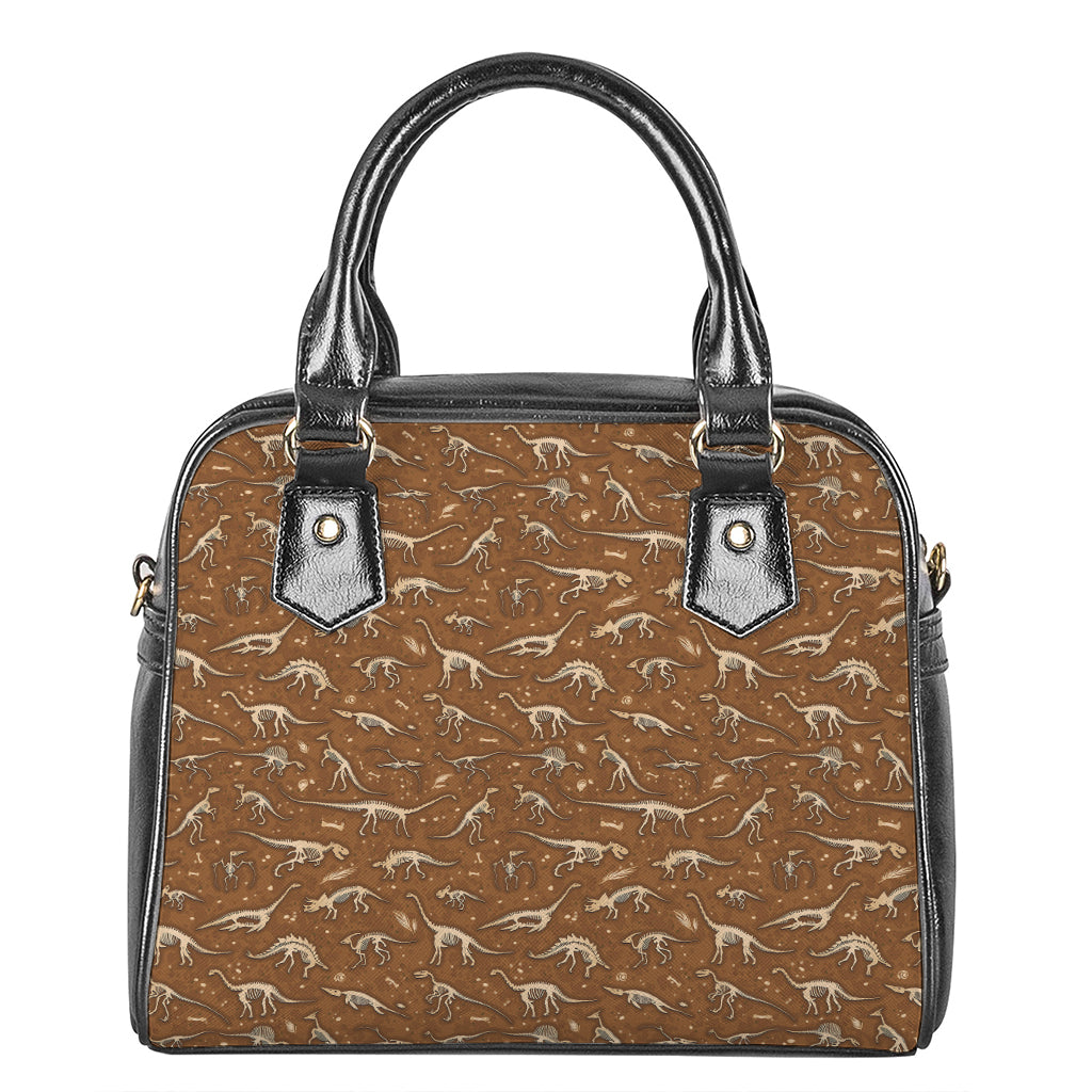 Dino Skeleton Fossil Pattern Print Shoulder Handbag