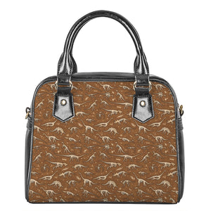 Dino Skeleton Fossil Pattern Print Shoulder Handbag