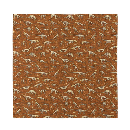 Dino Skeleton Fossil Pattern Print Silk Bandana