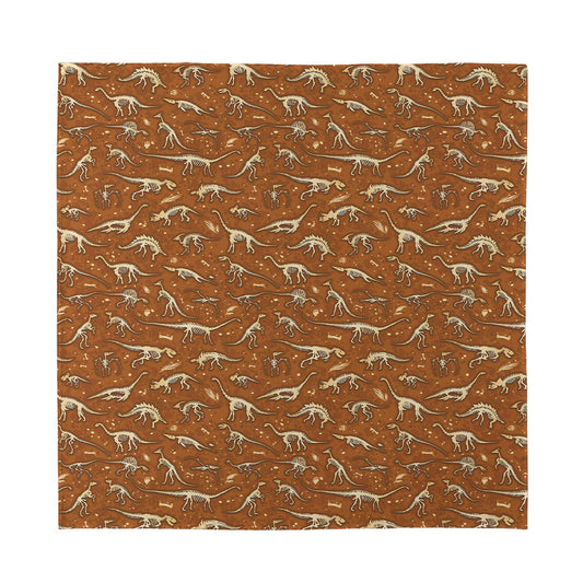 Dino Skeleton Fossil Pattern Print Silk Bandana