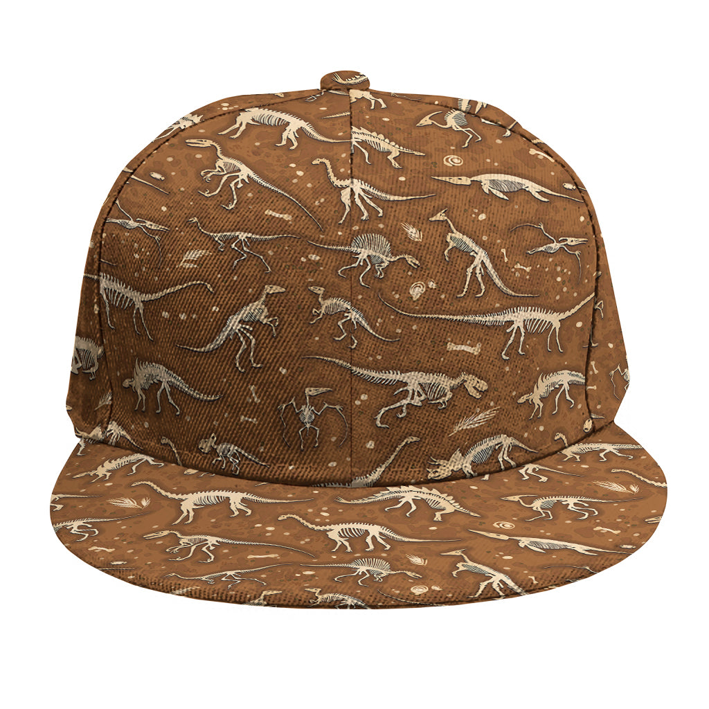 Dino Skeleton Fossil Pattern Print Snapback Cap
