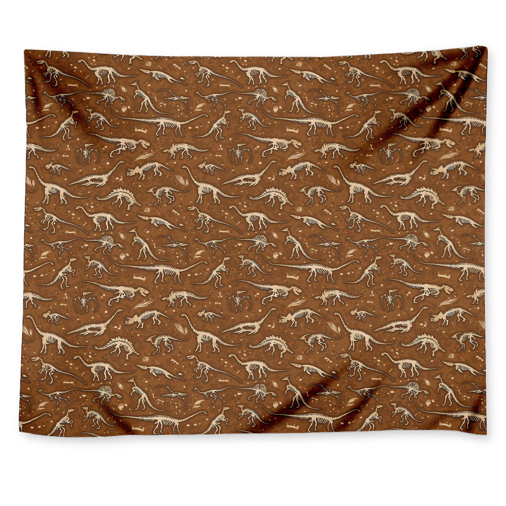 Dino Skeleton Fossil Pattern Print Tapestry