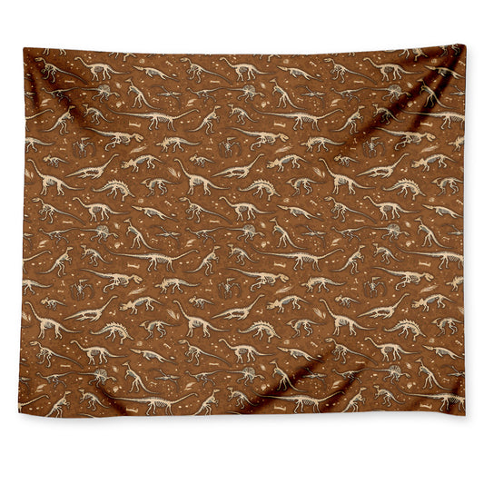Dino Skeleton Fossil Pattern Print Tapestry