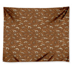 Dino Skeleton Fossil Pattern Print Tapestry