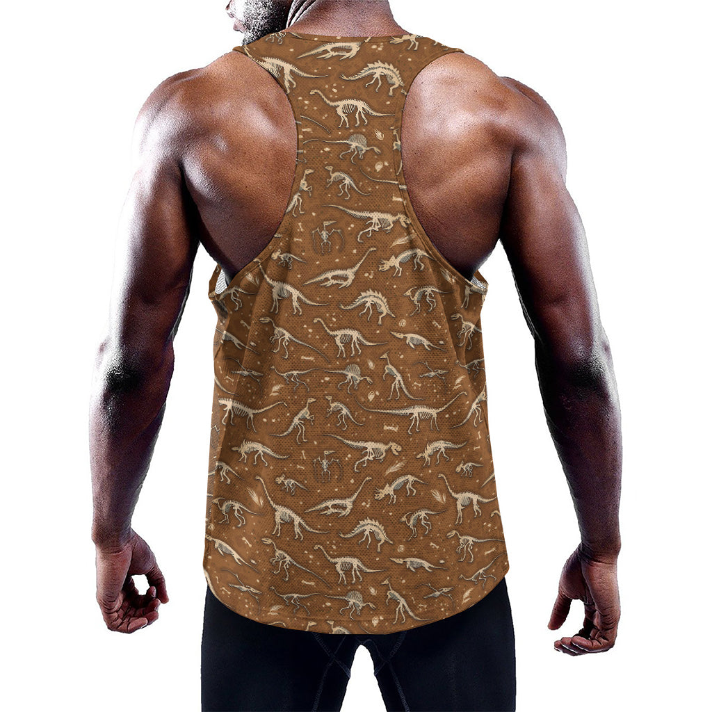 Dino Skeleton Fossil Pattern Print Training Tank Top
