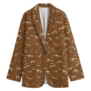 Dino Skeleton Fossil Pattern Print Women's Blazer