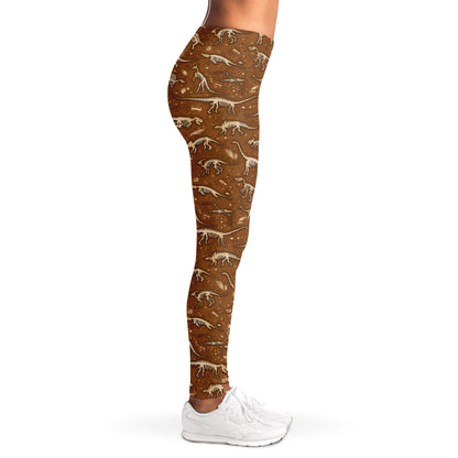 Dino Skeleton Fossil Pattern Print Women's Leggings