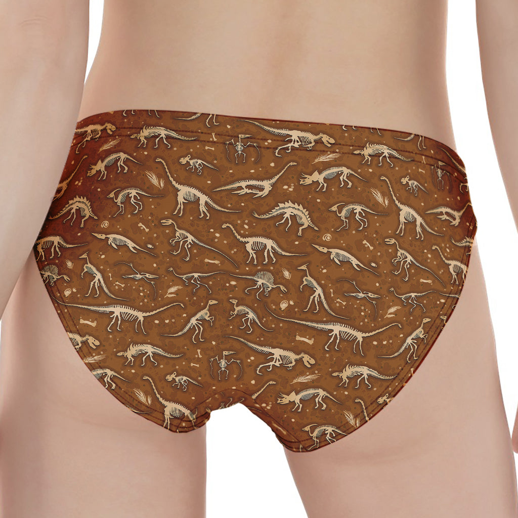 Dino Skeleton Fossil Pattern Print Women's Panties