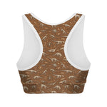 Dino Skeleton Fossil Pattern Print Women's Sports Bra
