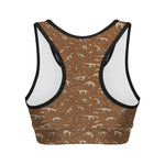 Dino Skeleton Fossil Pattern Print Women's Sports Bra