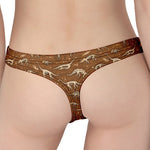 Dino Skeleton Fossil Pattern Print Women's Thong