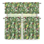 Dinosaur And Prehistoric Plants Print 3 Piece Kitchen Curtains