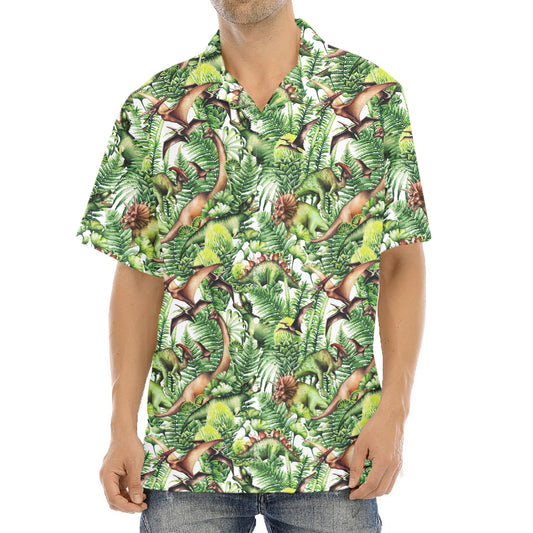 Dinosaur And Prehistoric Plants Print Aloha Shirt