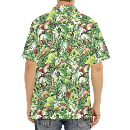Dinosaur And Prehistoric Plants Print Aloha Shirt