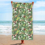 Dinosaur And Prehistoric Plants Print Beach Towel