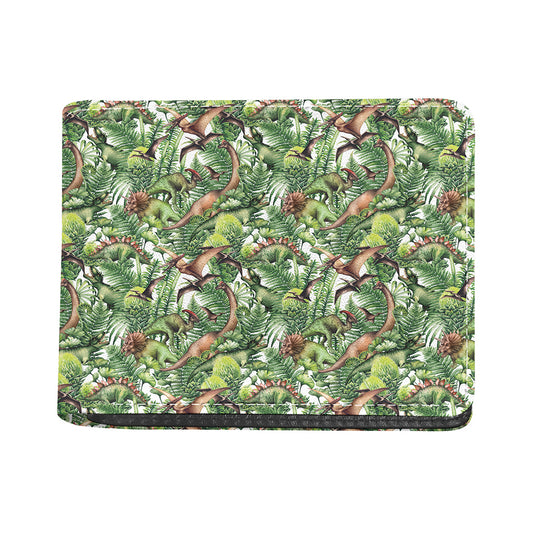 Dinosaur And Prehistoric Plants Print Bifold Wallet