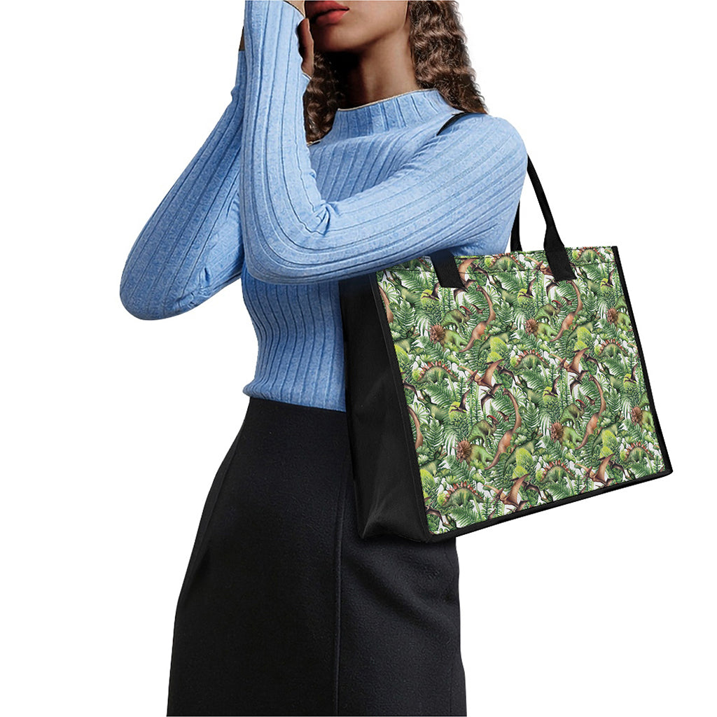 Dinosaur And Prehistoric Plants Print Canvas Tote Bag
