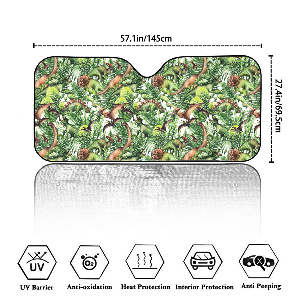 Dinosaur And Prehistoric Plants Print Car Windshield Sun Shade