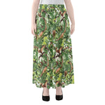 Dinosaur And Prehistoric Plants Print Chiffon Maxi Skirt