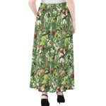 Dinosaur And Prehistoric Plants Print Chiffon Maxi Skirt