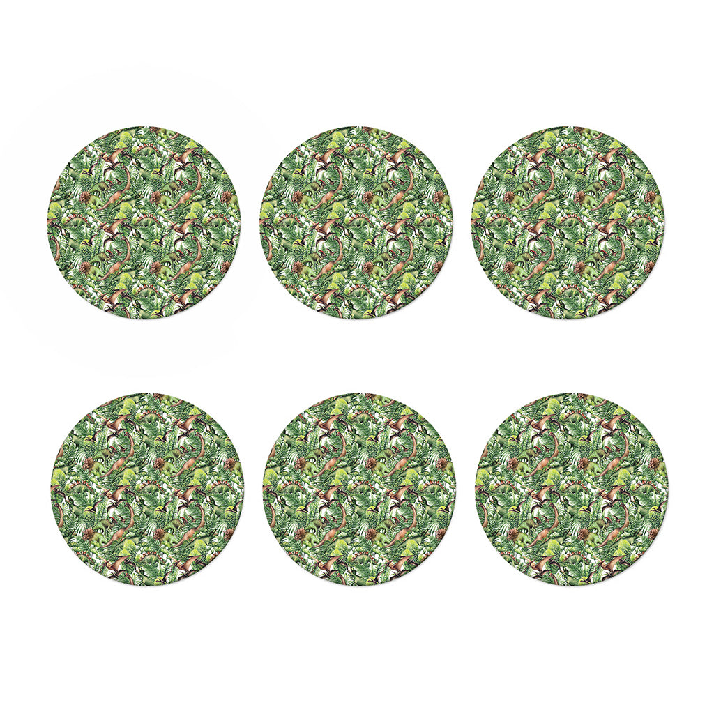 Dinosaur And Prehistoric Plants Print Coaster Set