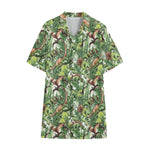 Dinosaur And Prehistoric Plants Print Cotton Hawaiian Shirt