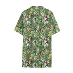 Dinosaur And Prehistoric Plants Print Cotton Hawaiian Shirt