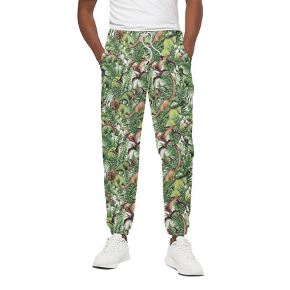 Dinosaur And Prehistoric Plants Print Cotton Pants