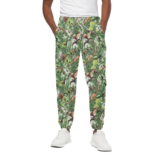 Dinosaur And Prehistoric Plants Print Cotton Pants