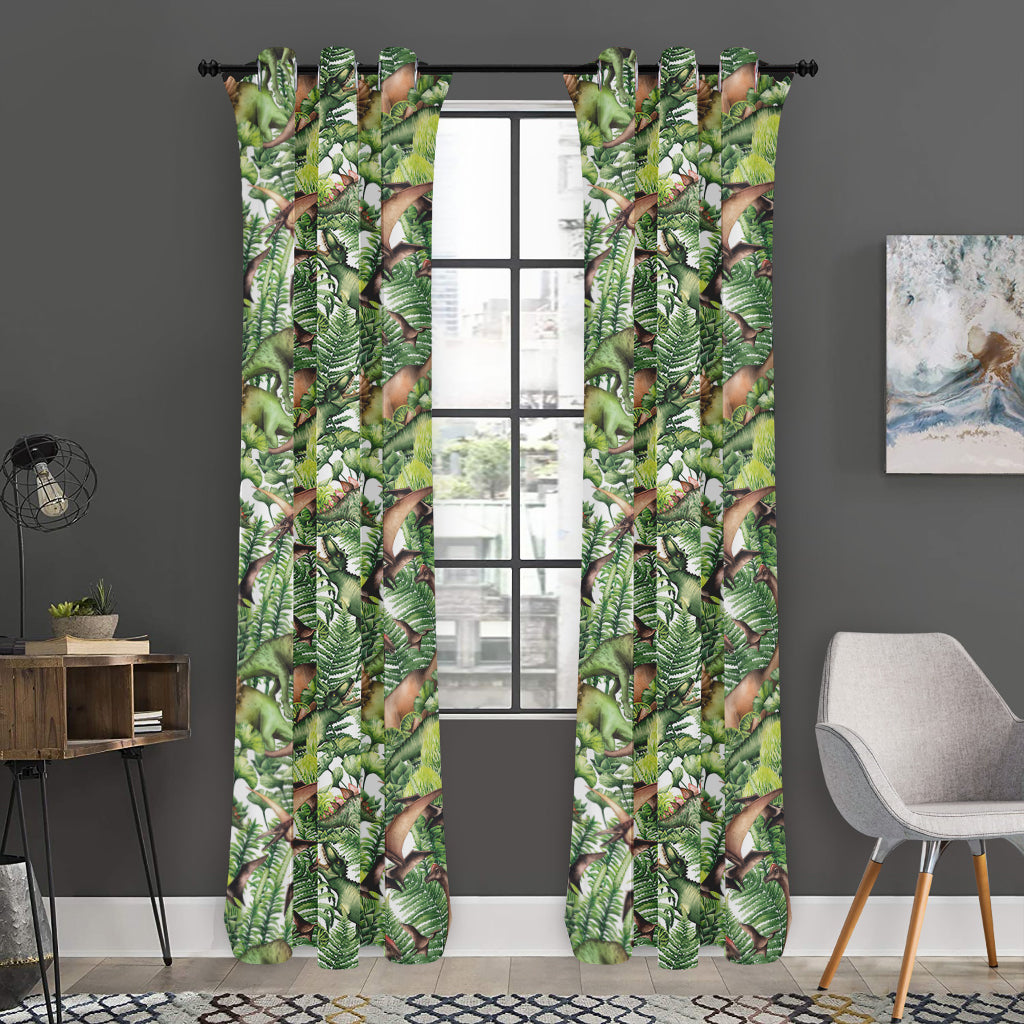 Dinosaur And Prehistoric Plants Print Curtain