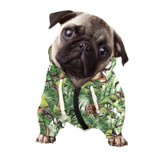 Dinosaur And Prehistoric Plants Print Dog Zip Up Hoodie