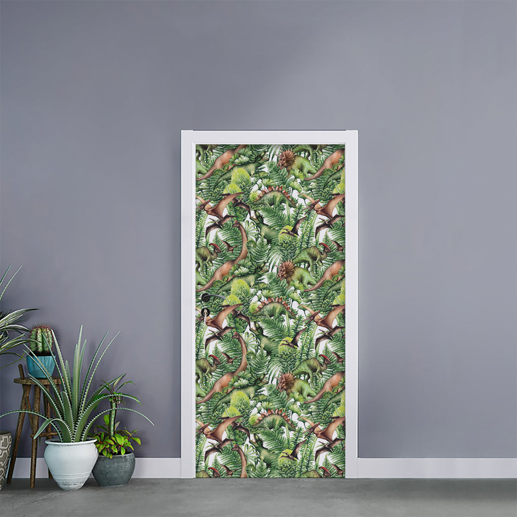 Dinosaur And Prehistoric Plants Print Door Sticker