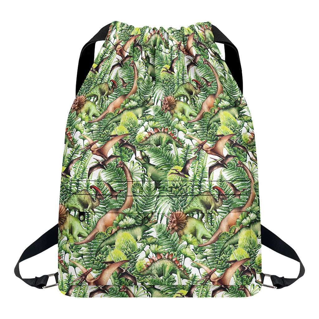 Dinosaur And Prehistoric Plants Print Drawstring Backpack